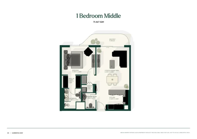 1 Bedroom Middle
