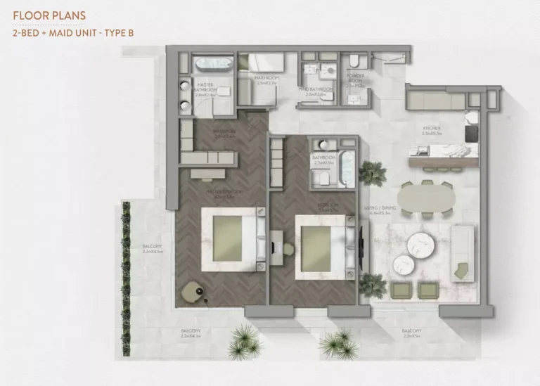 2 bedroom floor plan b 1