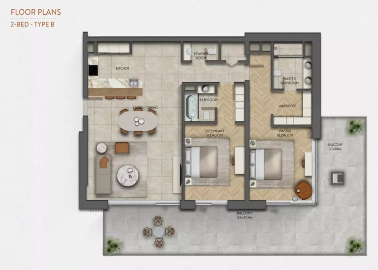 2 bedroom floor plan b