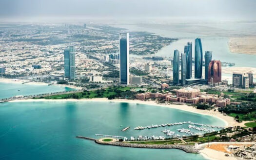 abu dhabi corniche coast aerial view