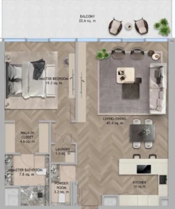 1 bedroom floor plan
