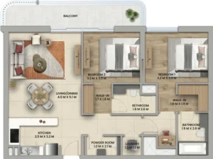 2 bedroom floor plan