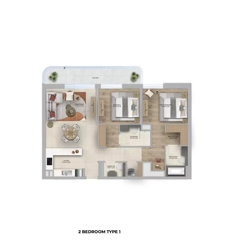 2 bedroom plan type 1