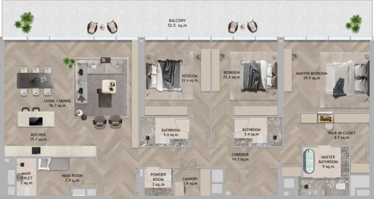3 bedroom floor plan