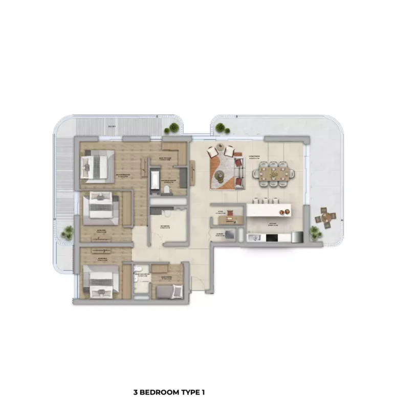 3 bedroom plan type 1