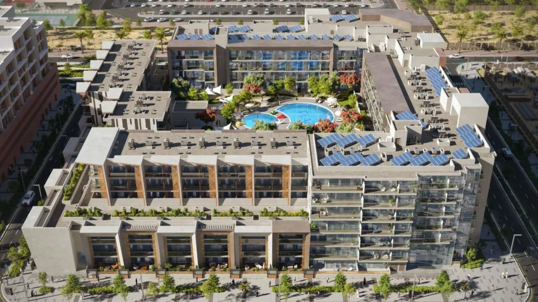 plaza masdar city aerial view