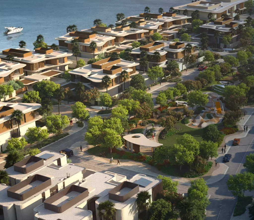 yas riva from aldar properties in yas island aerial view