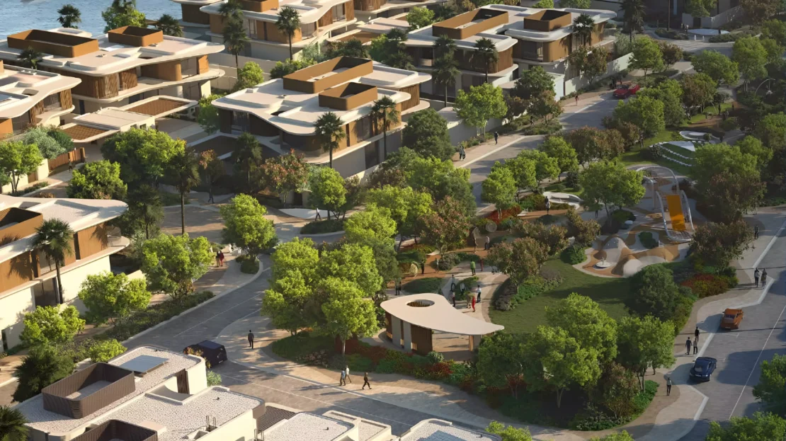 yas riva from aldar properties in yas island aerial view