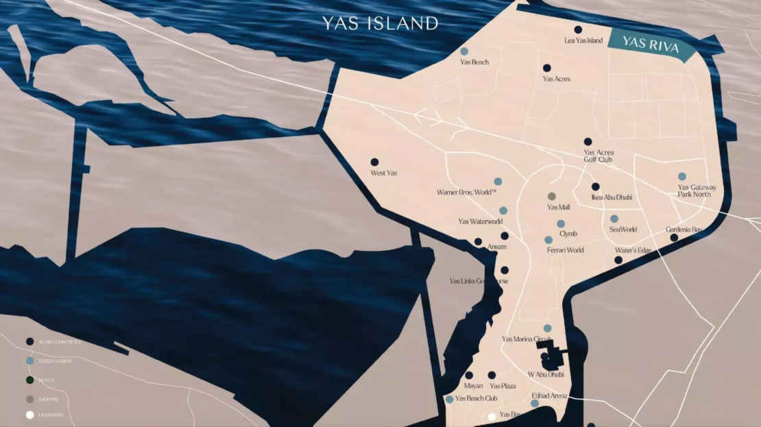 yas riva from aldar properties in yas island map