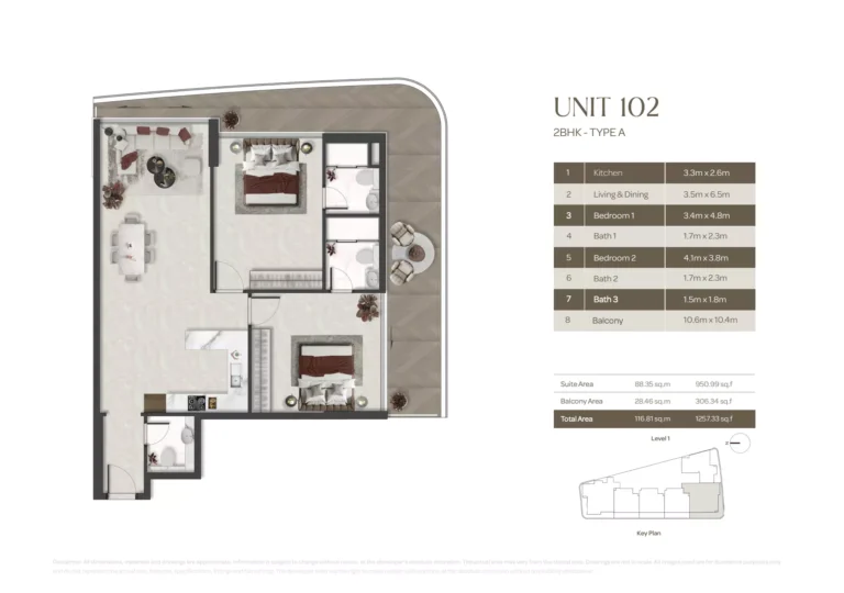 2 bedroom plan aquino