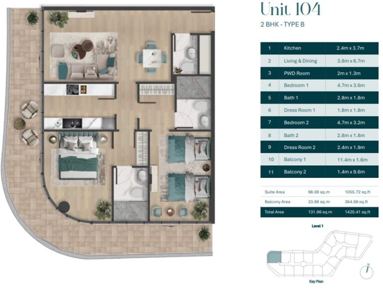 2 bedroom plan pelagia