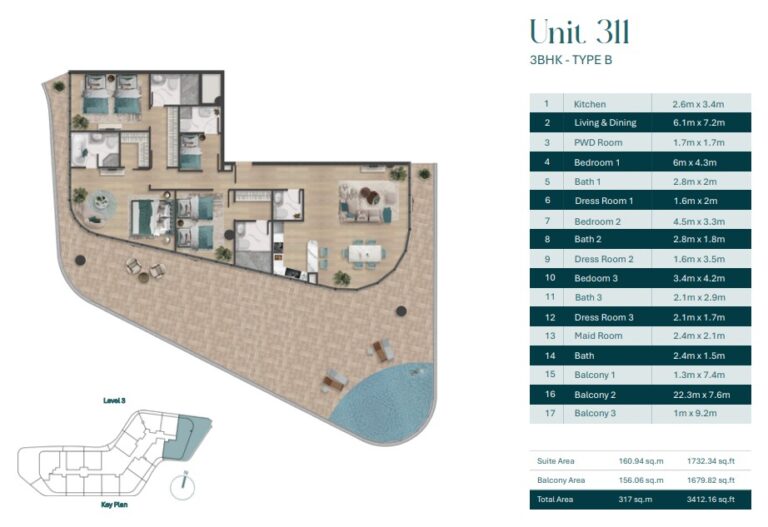 3 bedroom plan pelagia