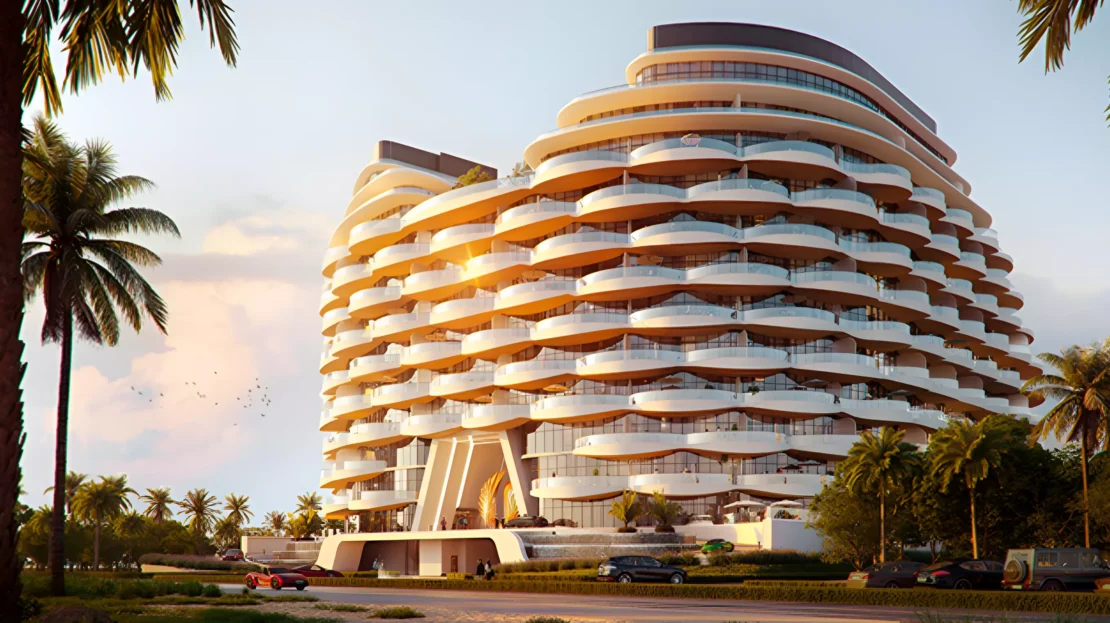 aqua arc at al marjan island ras al khaimah rear view