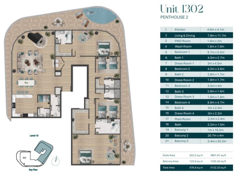 penthouse bedroom plan pelagia