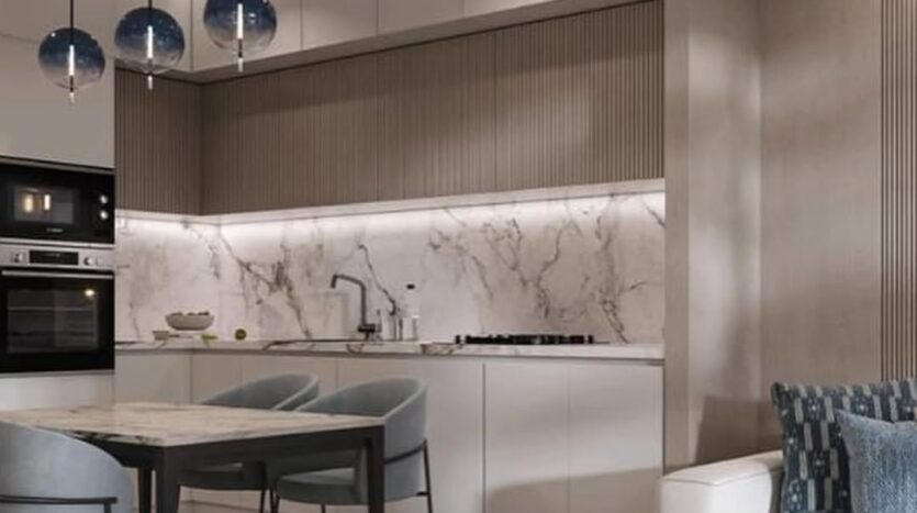 bab al qasr canal view residence in al raha kitchen