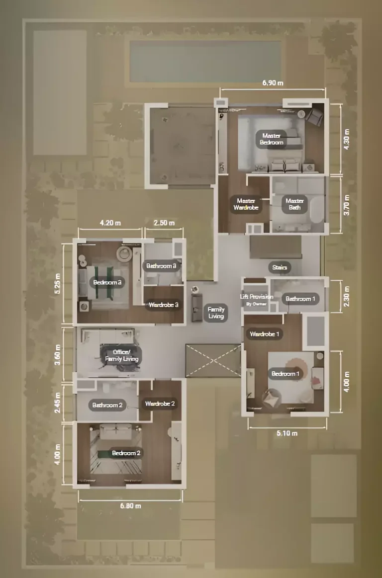 5 bedroom villa plan upper