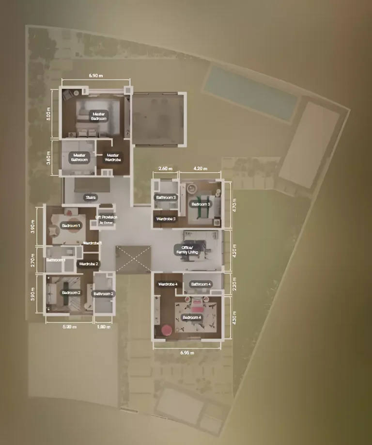 6 bedroom villa plan upper