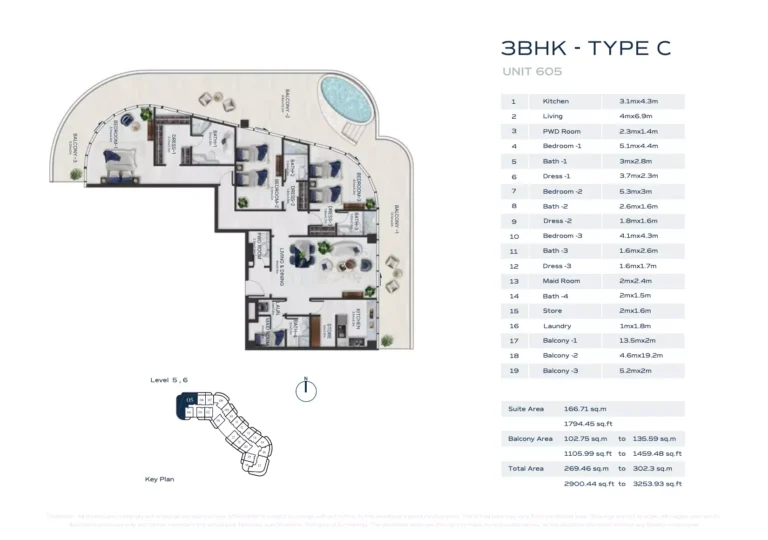 fashion tv acacia at al marjan island ras al khaimah 3 bedroom plan