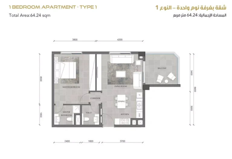 1 bedroom plan