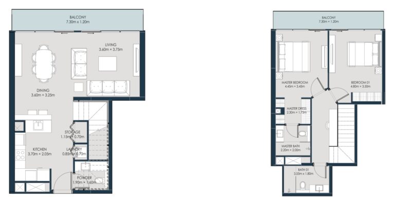 opula residence by dhb properties in yas island 2 bedroom duplex plan