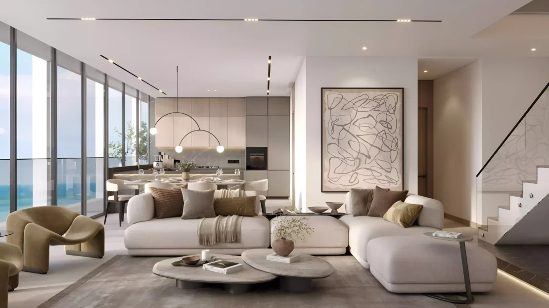 opula residence by dhb properties in yas island living area