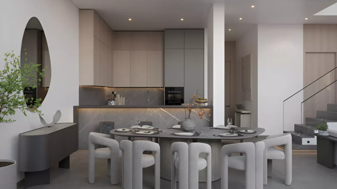 opula residence by dhb properties in yas island open kitchen