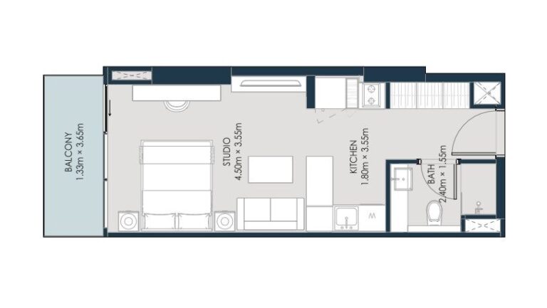 opula residence by dhb properties in yas island studio bedroom plan