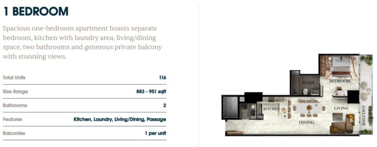 radiant elite tower 1 bedroom plan