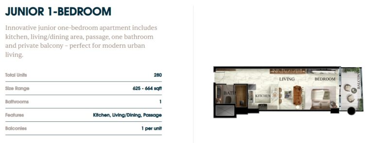 radiant elite tower jr 1 bedroom plan