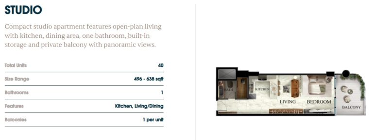 radiant elite tower studio bedroom plan