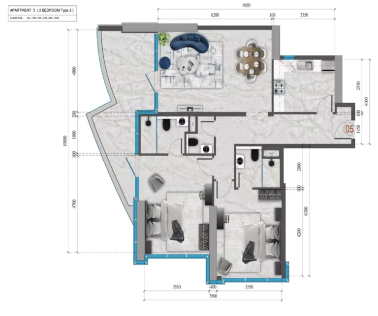 2 bedroom plan
