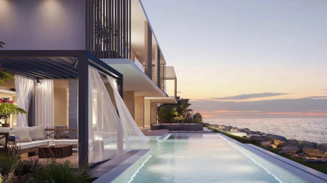 sha residences by imkan properties pool view evening