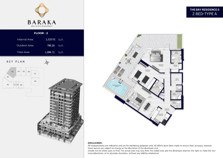 the bay residence 2 by baraka 2 bedroom plan