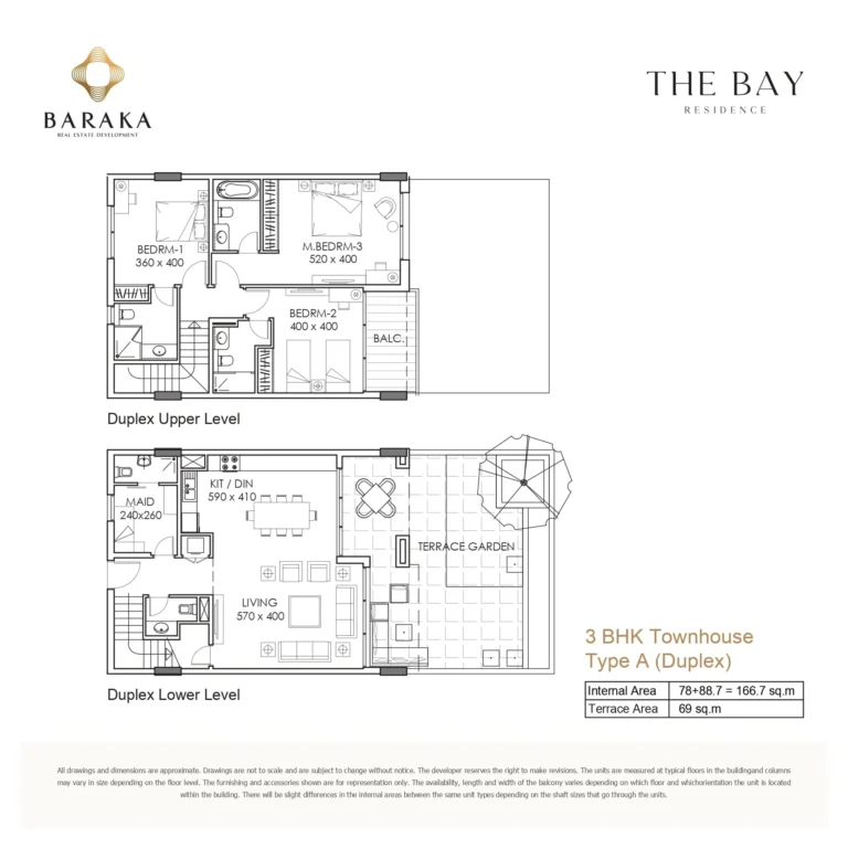 the bay residence by baraka 3 townhouse duplex unit plan