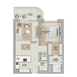 fahid beach terraces 1 bedroom plan