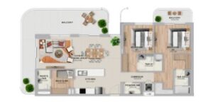 yas living 2 plus maid bedroom