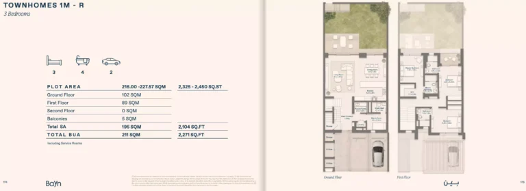 waterway bayn ora developers layout 3br th type 2