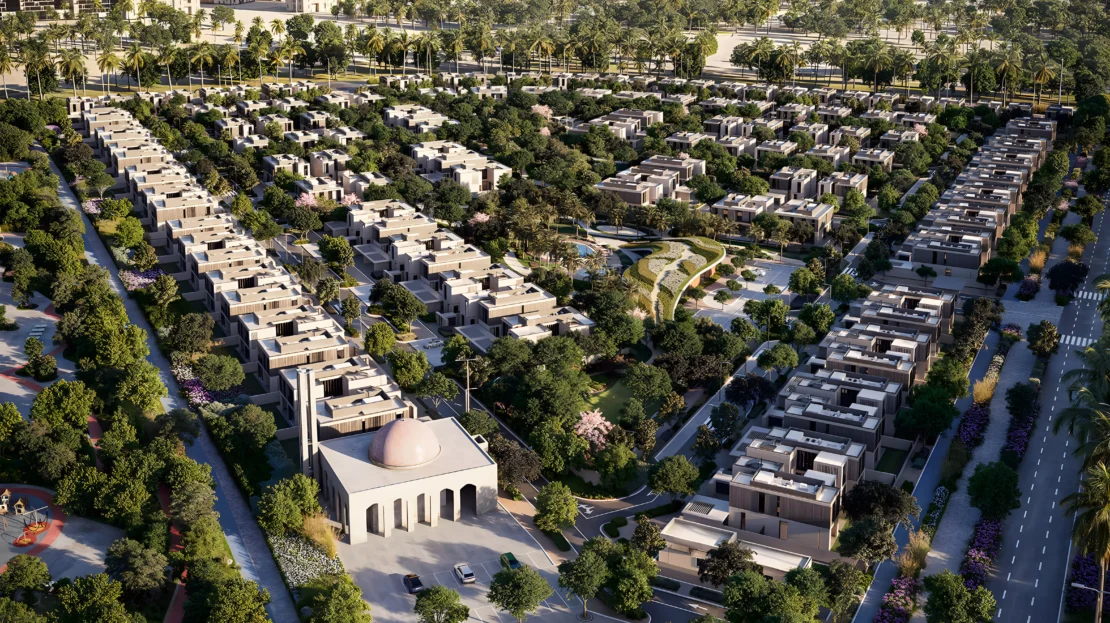 Fay Gardens at Fay Hills Masdar City, Abu Dhabi aerial view