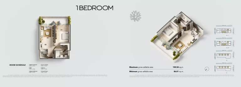 Juman 3 in Al Raha Beach by ICT Development 1 bedroom layout