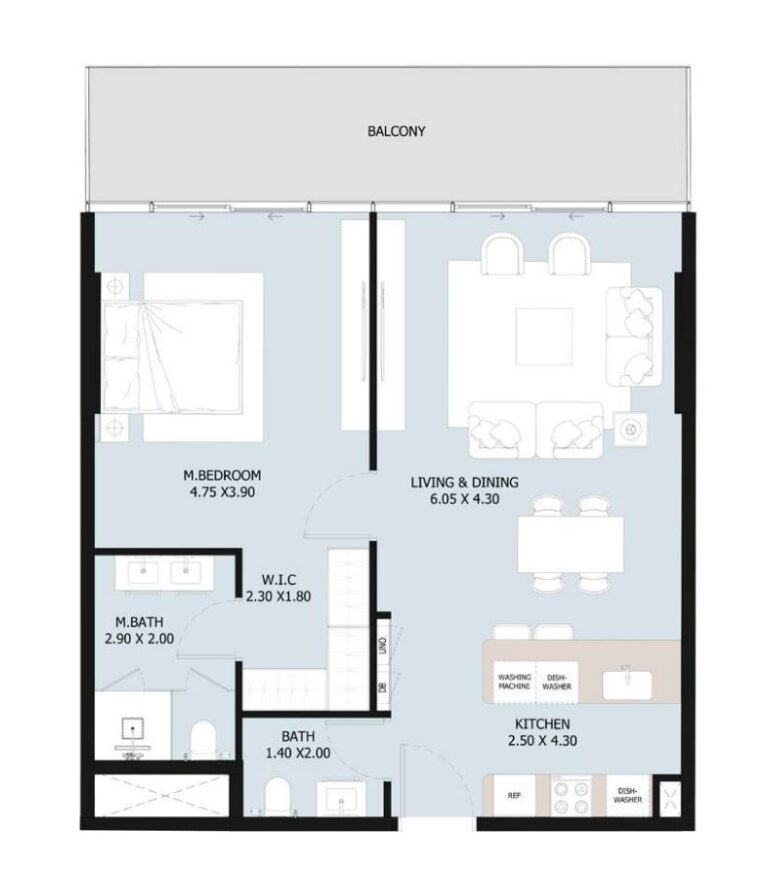 novayas yas island nord 1 bedroom plan