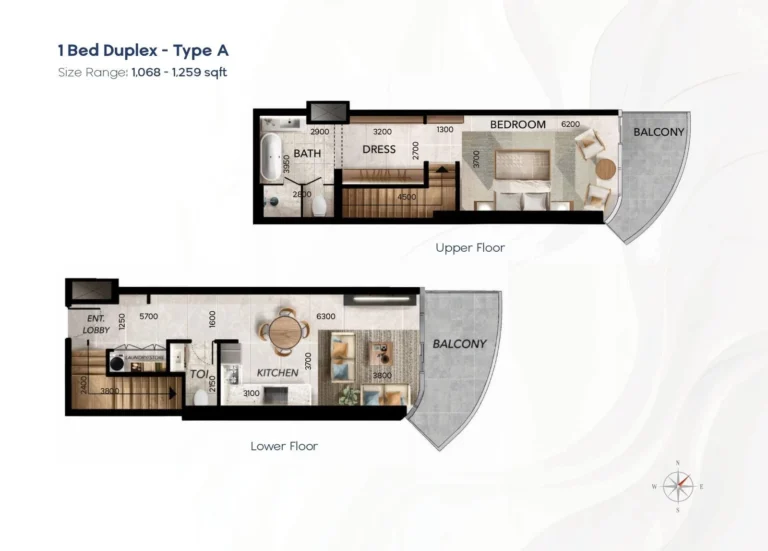 Radiant Waves Al Reem Island Abu Dhabi 1 bedroom duplex layout