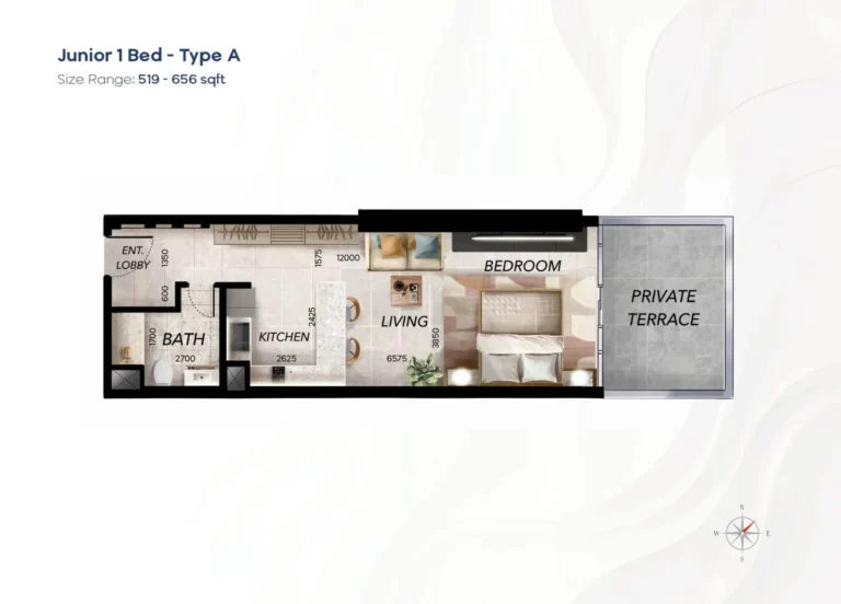 Radiant Waves Al Reem Island Abu Dhabi junior 1 bedroom layout