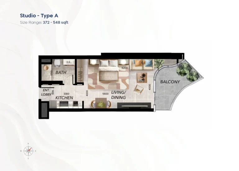 Radiant Waves Al Reem Island Abu Dhabi studio layout