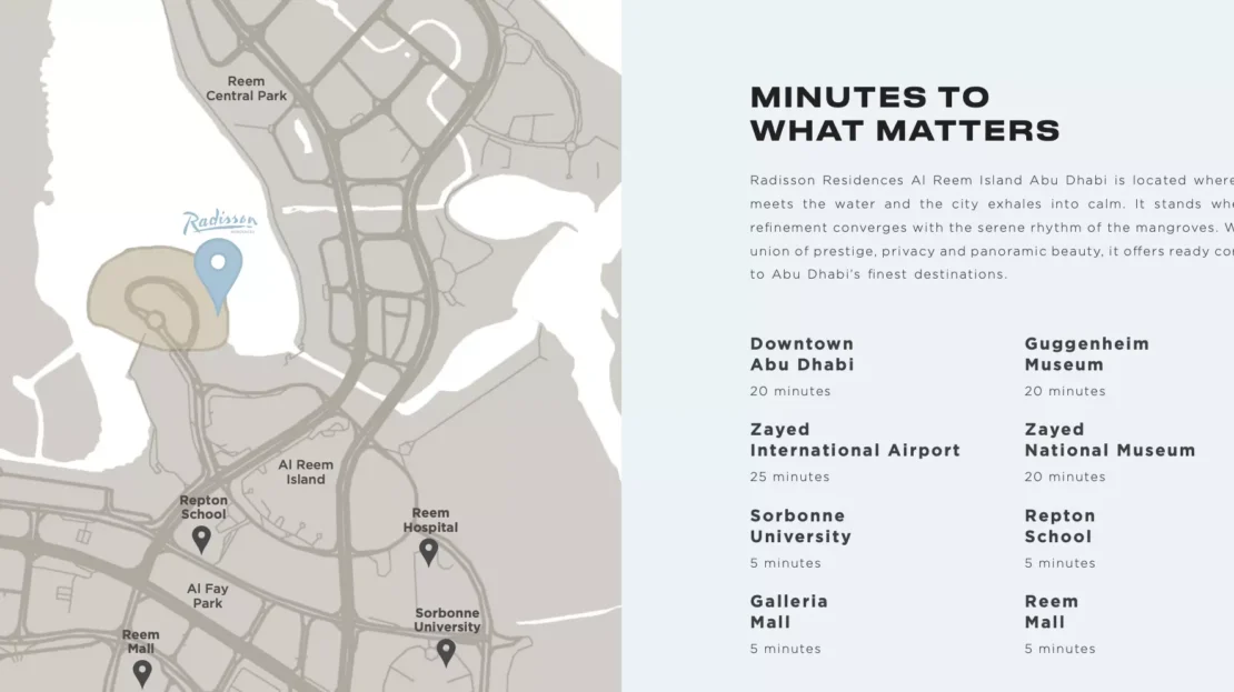 Radisson Residences 2 Al Reem Island Abu Dhabi Map