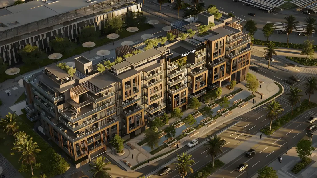 sila at masdar city reportage aerial view