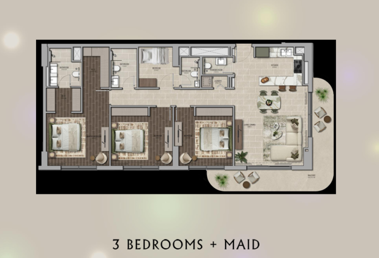 yas park place 3 bedroom plus maid plan