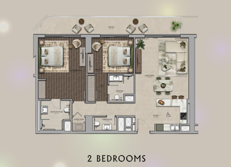 yas park place 2 bedroom plan