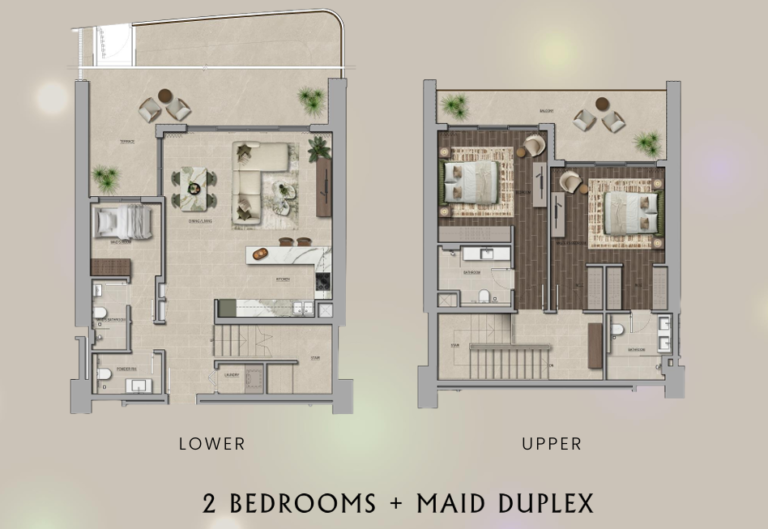 yas park place 2 bedroom plus maid plan