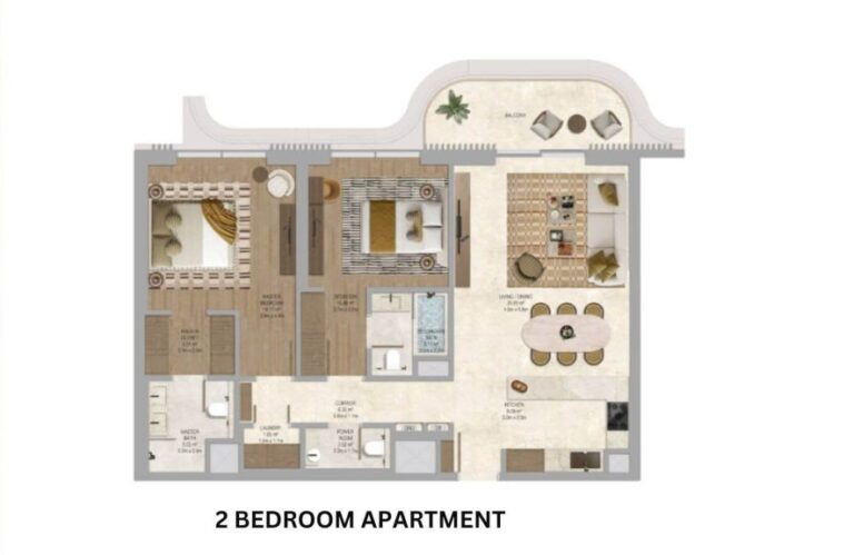 The Canopies at Yas Point Waterfront Apartments on Yas Island by Aldar 2 bedroom plan